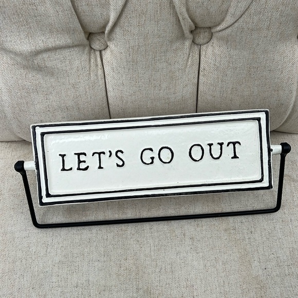 Hearth & Hand Magnolia Chip & Joanna Gaines Let’s Go Out Let’s Stay In Sign - Picture 1 of 2
